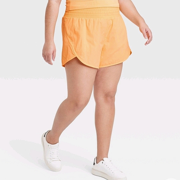 Women's High-Rise Crinkle Shorts - All in Motion Light Orange Athletic XXL - Picture 1 of 11